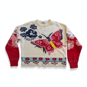 Aldo Martins Red and White Butterfly Sweater